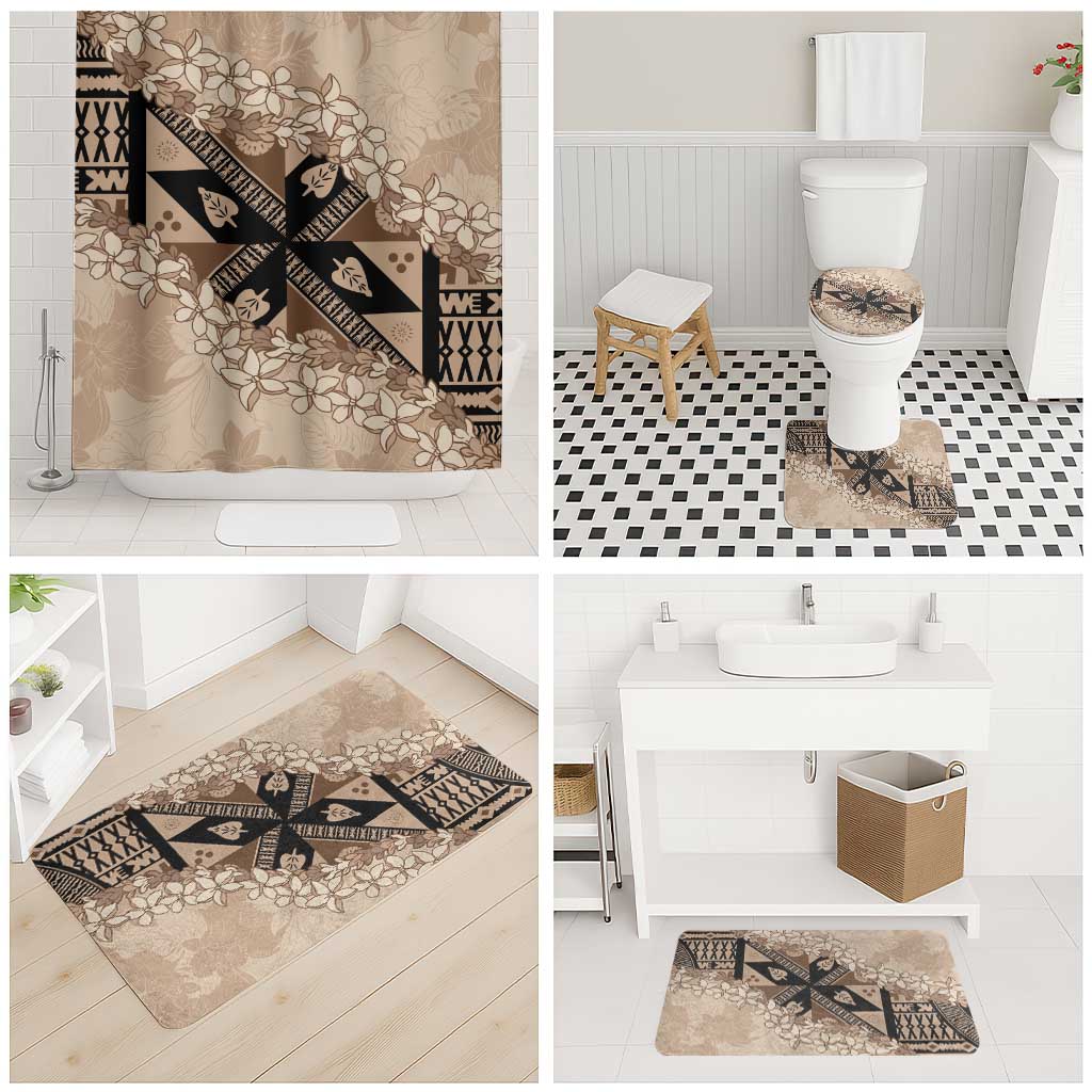 Bula Fiji Plumeria Tagimoucia Salusalu Beige Bathroom Set Kaiviti Masi LT7 - Polynesian Pride