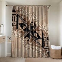 Bula Fiji Plumeria Tagimoucia Salusalu Beige Bathroom Set Kaiviti Masi LT7 Shower Curtain Only Beige - Polynesian Pride