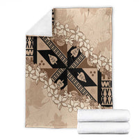 Bula Fiji Plumeria Tagimoucia Salusalu Beige Blanket Kaiviti Masi LT7 - Polynesian Pride