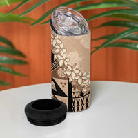 Bula Fiji Plumeria Tagimoucia Salusalu Beige 4 in 1 Can Cooler Tumbler Kaiviti Masi LT7 - Polynesian Pride