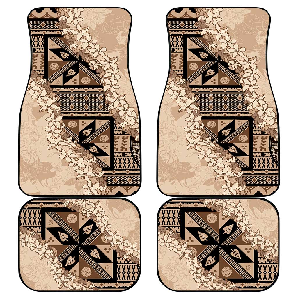 Bula Fiji Plumeria Tagimoucia Salusalu Beige Car Mats Kaiviti Masi LT7 - Polynesian Pride