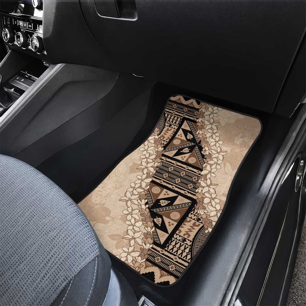 Bula Fiji Plumeria Tagimoucia Salusalu Beige Car Mats Kaiviti Masi LT7 - Polynesian Pride