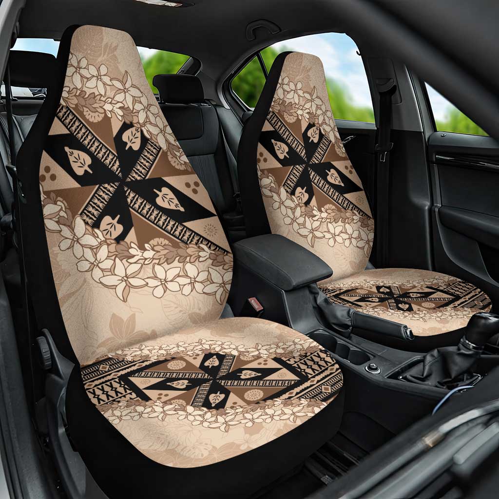 Bula Fiji Plumeria Tagimoucia Salusalu Beige Car Seat Cover Kaiviti Masi LT7 One Size Beige - Polynesian Pride