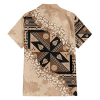 Bula Fiji Plumeria Tagimoucia Salusalu Beige Family Matching Puletasi and Hawaiian Shirt Kaiviti Masi LT7 - Polynesian Pride