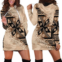 Bula Fiji Plumeria Tagimoucia Salusalu Beige Hoodie Dress Kaiviti Masi LT7 - Polynesian Pride