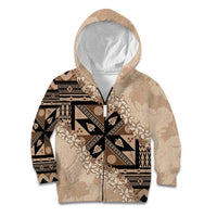 Bula Fiji Plumeria Tagimoucia Salusalu Beige Kid Hoodie Kaiviti Masi LT7 Zip Hoodie Beige - Polynesian Pride