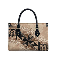 Bula Fiji Plumeria Tagimoucia Salusalu Beige Leather Bag Kaiviti Masi LT7 - Polynesian Pride