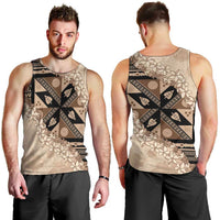 Bula Fiji Plumeria Tagimoucia Salusalu Beige Men Tank Top Kaiviti Masi LT7 - Polynesian Pride