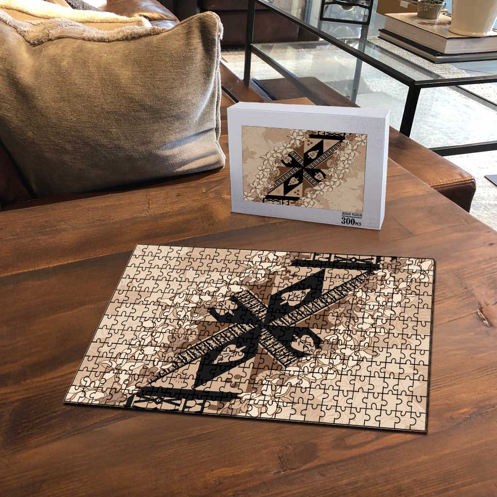 Bula Fiji Plumeria Tagimoucia Salusalu Beige Puzzle Kaiviti Masi LT7 - Polynesian Pride