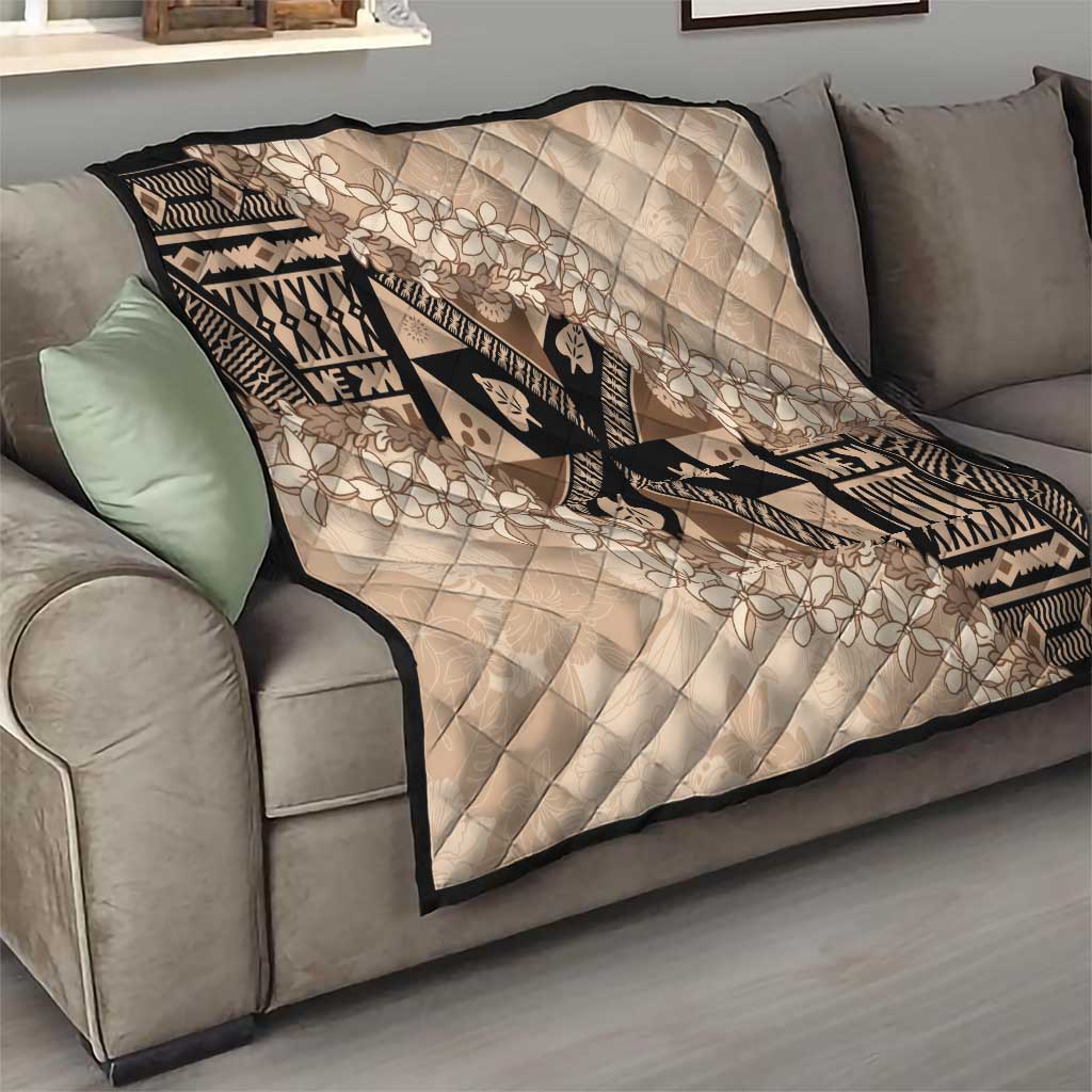 Bula Fiji Plumeria Tagimoucia Salusalu Beige Quilt Kaiviti Masi LT7 - Polynesian Pride