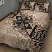 Bula Fiji Plumeria Tagimoucia Salusalu Beige Quilt Bed Set Kaiviti Masi LT7 - Polynesian Pride