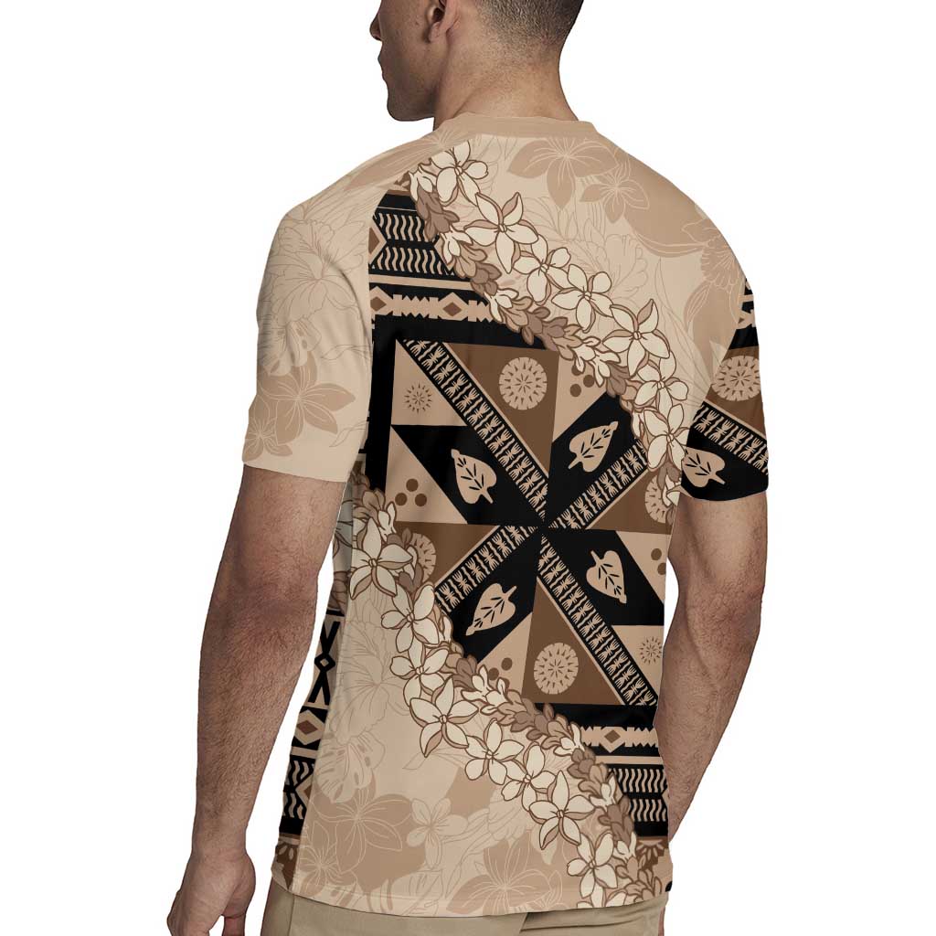 Bula Fiji Plumeria Tagimoucia Salusalu Beige Rugby Jersey Kaiviti Masi LT7 - Polynesian Pride