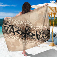 Bula Fiji Plumeria Tagimoucia Salusalu Beige Sarong Kaiviti Masi LT7 One Size 44 x 66 inches Beige - Polynesian Pride