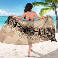 Bula Fiji Plumeria Tagimoucia Salusalu Beige Sarong Kaiviti Masi LT7 - Polynesian Pride