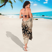 Bula Fiji Plumeria Tagimoucia Salusalu Beige Sarong Kaiviti Masi LT7 - Polynesian Pride