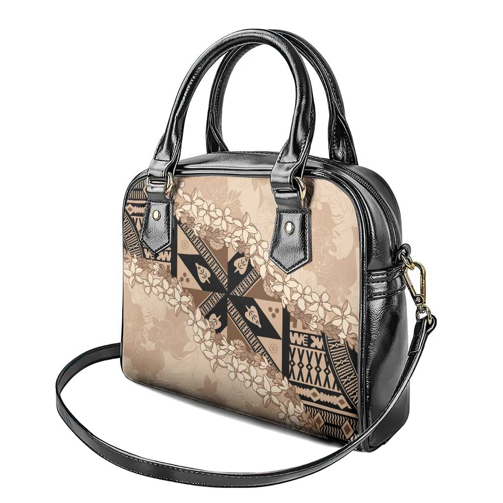 Bula Fiji Plumeria Tagimoucia Salusalu Beige Shoulder Handbag Kaiviti Masi LT7 - Polynesian Pride