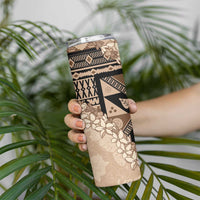 Bula Fiji Plumeria Tagimoucia Salusalu Beige Skinny Tumbler Kaiviti Masi LT7 - Polynesian Pride