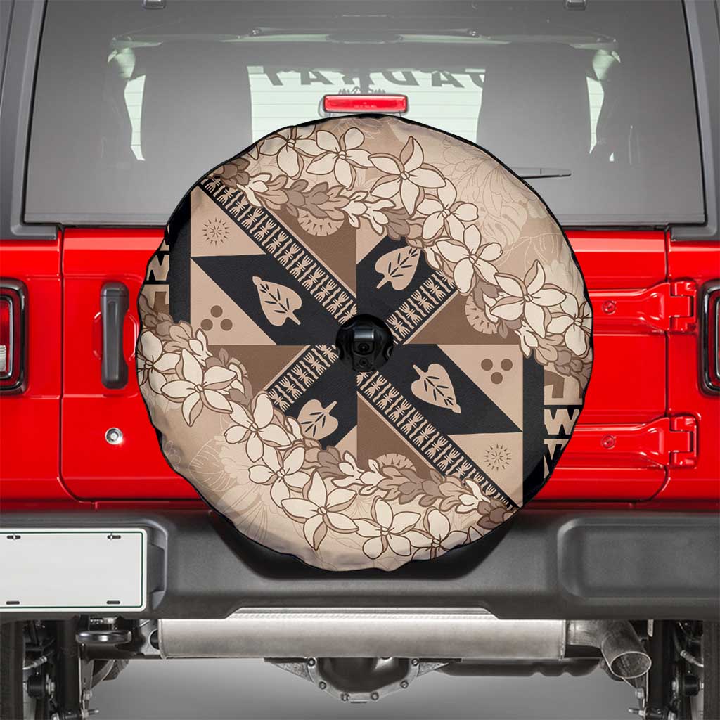 Bula Fiji Plumeria Tagimoucia Salusalu Beige Spare Tire Cover Kaiviti Masi LT7 - Polynesian Pride