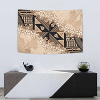 Bula Fiji Plumeria Tagimoucia Salusalu Beige Tapestry Kaiviti Masi LT7 - Polynesian Pride