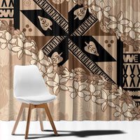 Bula Fiji Plumeria Tagimoucia Salusalu Beige Window Curtain Kaiviti Masi LT7 - Polynesian Pride