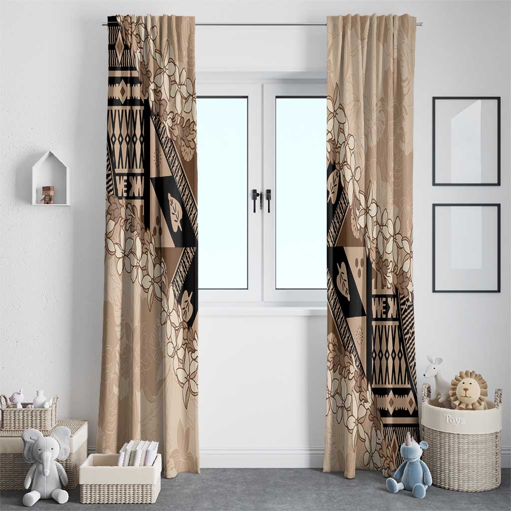 Bula Fiji Plumeria Tagimoucia Salusalu Beige Window Curtain Kaiviti Masi LT7 - Polynesian Pride