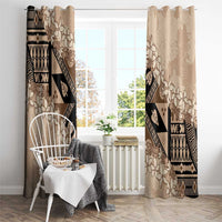 Bula Fiji Plumeria Tagimoucia Salusalu Beige Window Curtain Kaiviti Masi LT7 - Polynesian Pride