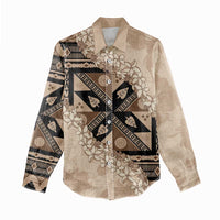 Bula Fiji Plumeria Tagimoucia Salusalu Beige Women Casual Shirt Kaiviti Masi LT7 - Polynesian Pride
