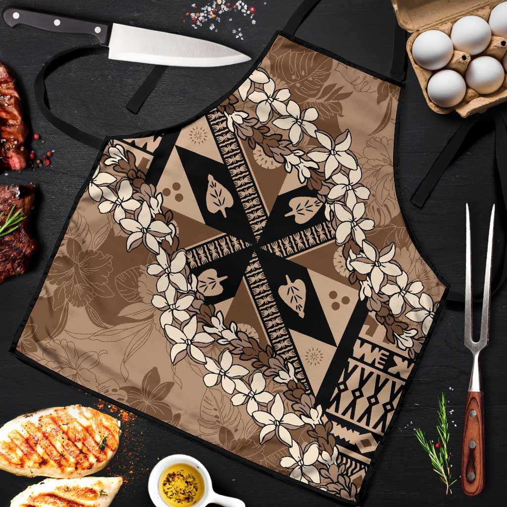 Bula Fiji Plumeria Tagimoucia Salusalu Mocha Apron Kaiviti Masi LT7 Mocha - Polynesian Pride