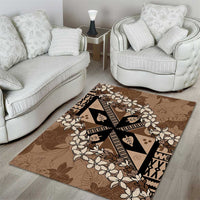 Bula Fiji Plumeria Tagimoucia Salusalu Mocha Area Rug Kaiviti Masi LT7 - Polynesian Pride