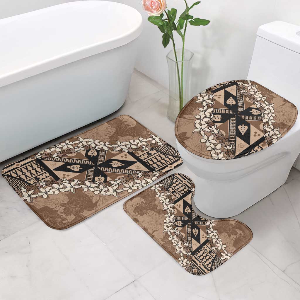 Bula Fiji Plumeria Tagimoucia Salusalu Mocha Bathroom Set Kaiviti Masi LT7 - Polynesian Pride