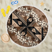 Bula Fiji Plumeria Tagimoucia Salusalu Mocha Beach Blanket Kaiviti Masi LT7 One Size 150cm Mocha - Polynesian Pride