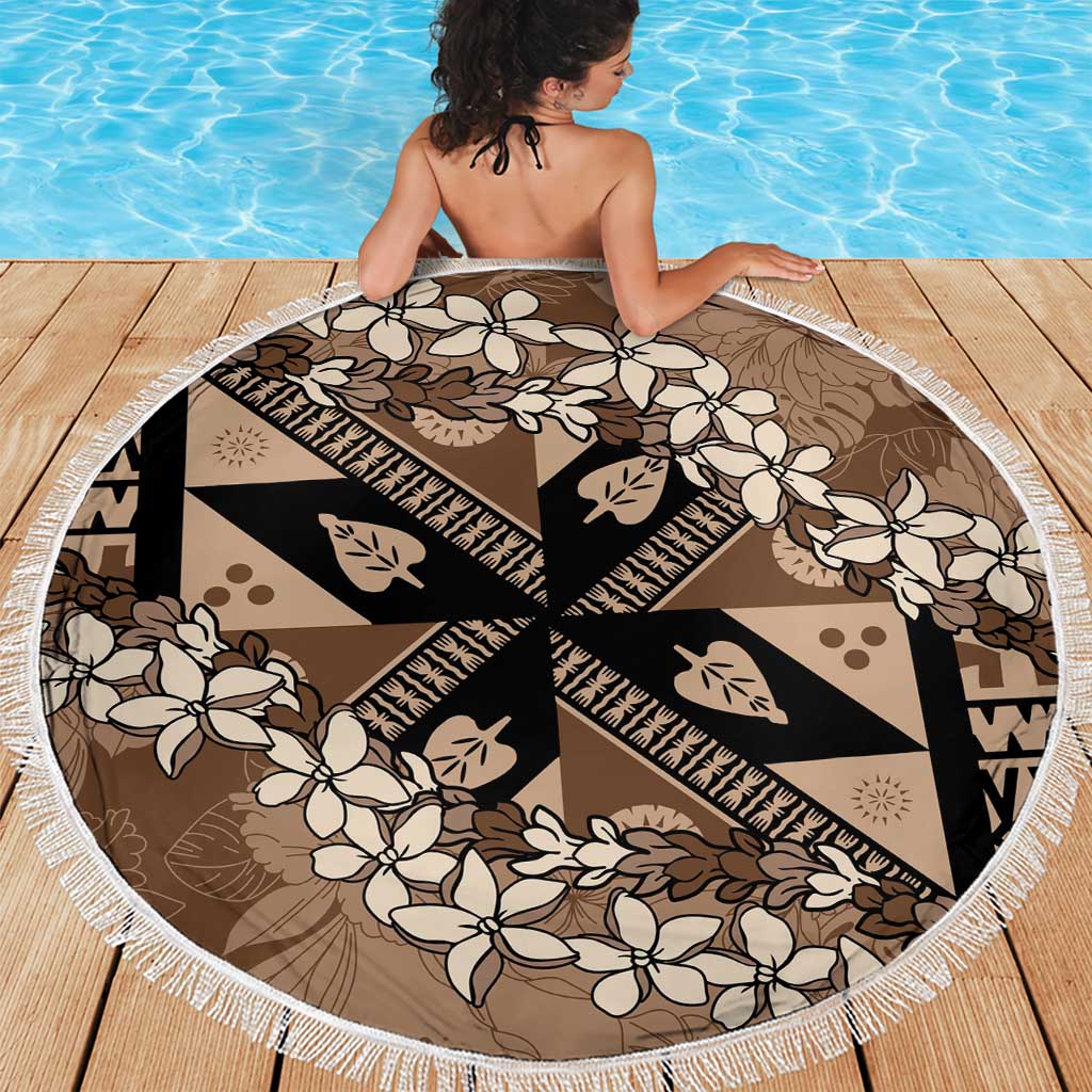 Bula Fiji Plumeria Tagimoucia Salusalu Mocha Beach Blanket Kaiviti Masi LT7 - Polynesian Pride