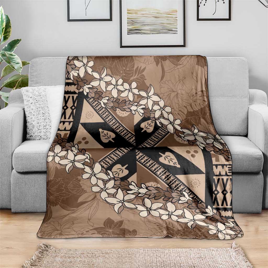Bula Fiji Plumeria Tagimoucia Salusalu Mocha Blanket Kaiviti Masi LT7 - Polynesian Pride
