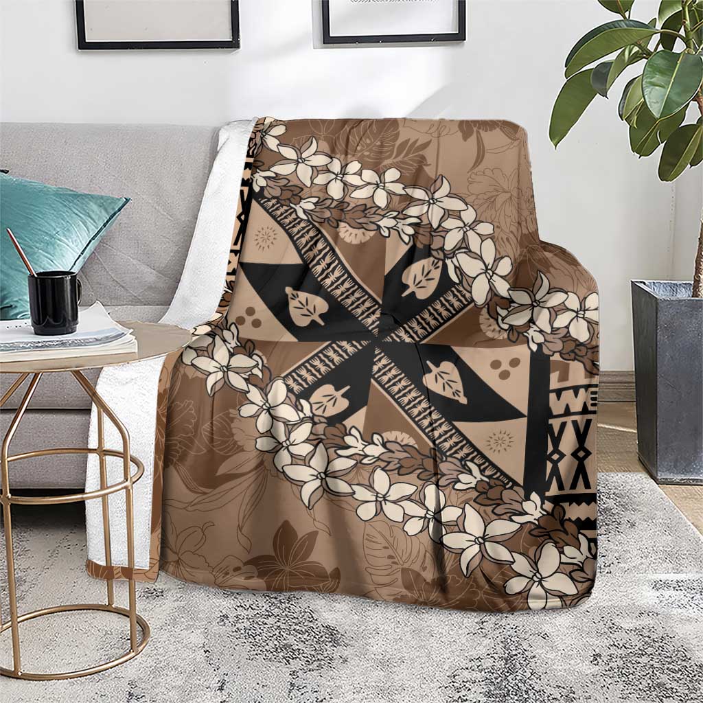 Bula Fiji Plumeria Tagimoucia Salusalu Mocha Blanket Kaiviti Masi LT7 - Polynesian Pride
