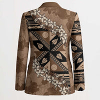 Bula Fiji Plumeria Tagimoucia Salusalu Mocha Blazer Kaiviti Masi LT7 - Polynesian Pride
