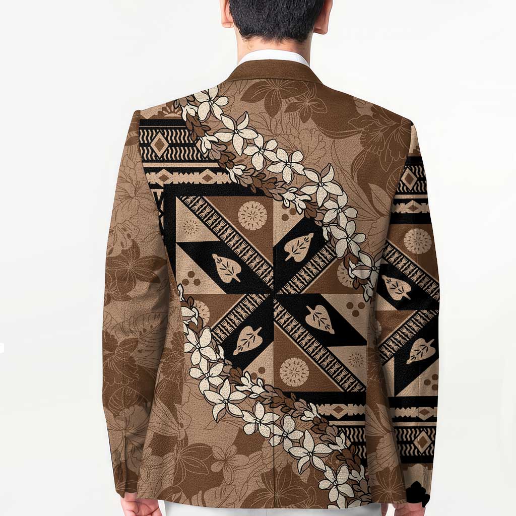 Bula Fiji Plumeria Tagimoucia Salusalu Mocha Blazer Kaiviti Masi LT7 - Polynesian Pride