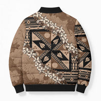 Bula Fiji Plumeria Tagimoucia Salusalu Mocha Bomber Puffer Jacket Kaiviti Masi LT7 - Polynesian Pride