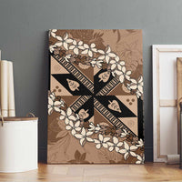Bula Fiji Plumeria Tagimoucia Salusalu Mocha Canvas Wall Art Kaiviti Masi LT7 - Polynesian Pride
