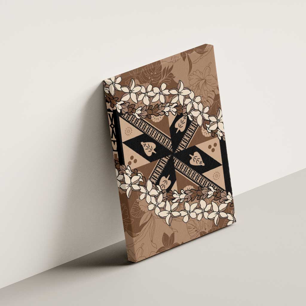 Bula Fiji Plumeria Tagimoucia Salusalu Mocha Canvas Wall Art Kaiviti Masi LT7 - Polynesian Pride