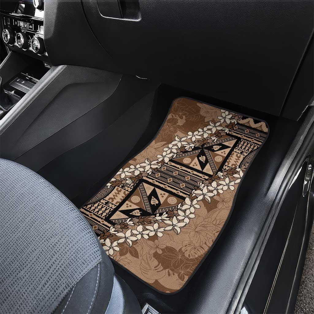 Bula Fiji Plumeria Tagimoucia Salusalu Mocha Car Mats Kaiviti Masi LT7 - Polynesian Pride