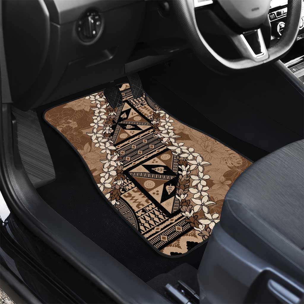 Bula Fiji Plumeria Tagimoucia Salusalu Mocha Car Mats Kaiviti Masi LT7 - Polynesian Pride