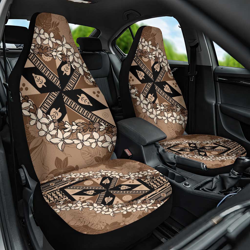 Bula Fiji Plumeria Tagimoucia Salusalu Mocha Car Seat Cover Kaiviti Masi LT7 One Size Mocha - Polynesian Pride