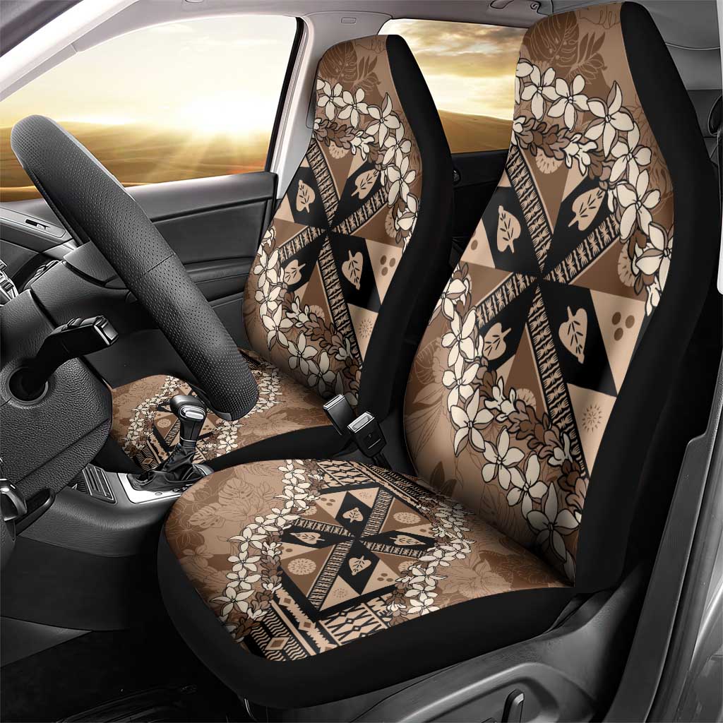 Bula Fiji Plumeria Tagimoucia Salusalu Mocha Car Seat Cover Kaiviti Masi LT7 - Polynesian Pride