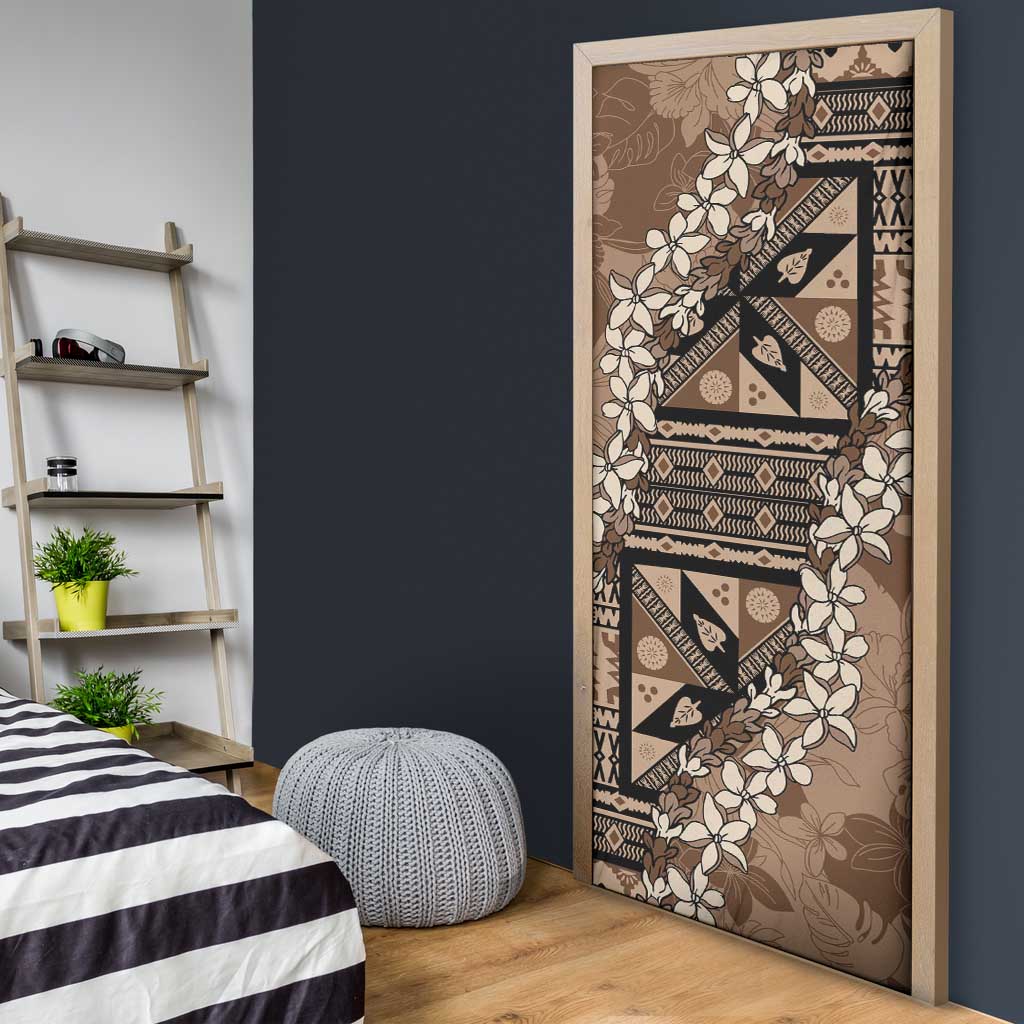 Bula Fiji Plumeria Tagimoucia Salusalu Mocha Door Cover Kaiviti Masi LT7 - Polynesian Pride