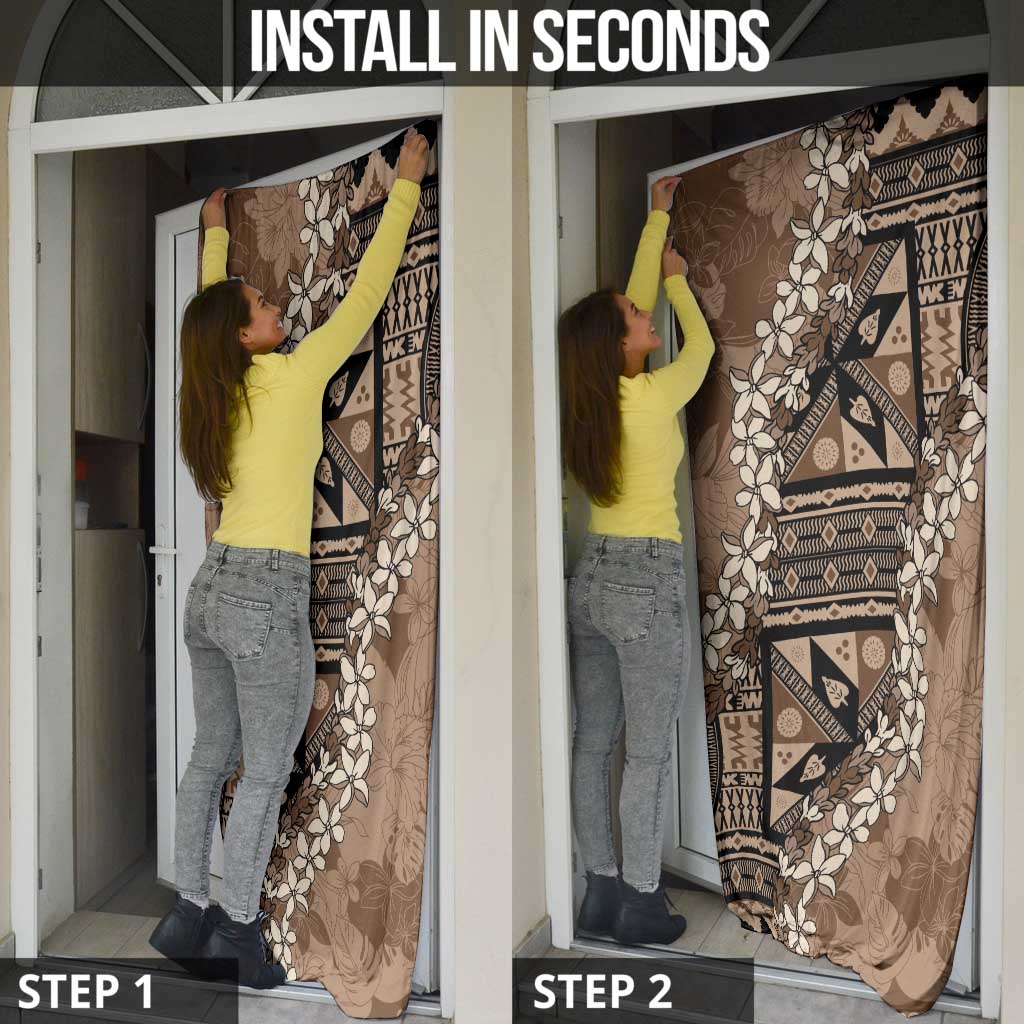 Bula Fiji Plumeria Tagimoucia Salusalu Mocha Door Cover Kaiviti Masi LT7 - Polynesian Pride