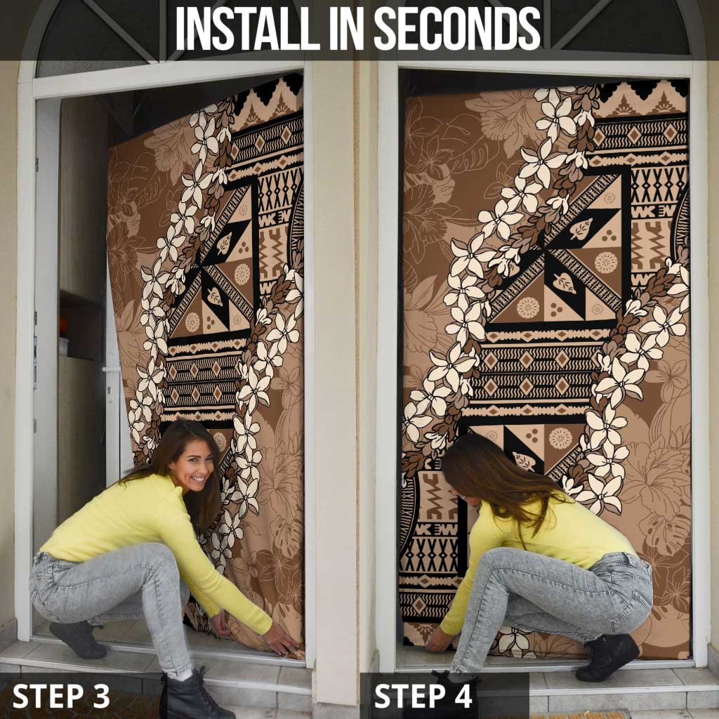 Bula Fiji Plumeria Tagimoucia Salusalu Mocha Door Cover Kaiviti Masi LT7 - Polynesian Pride
