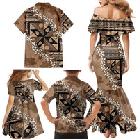 Bula Fiji Plumeria Tagimoucia Salusalu Mocha Family Matching Mermaid Dress and Hawaiian Shirt Kaiviti Masi LT7 - Polynesian Pride