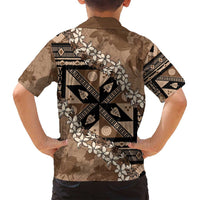 Bula Fiji Plumeria Tagimoucia Salusalu Mocha Family Matching Off Shoulder Maxi Dress and Hawaiian Shirt Kaiviti Masi LT7 - Polynesian Pride
