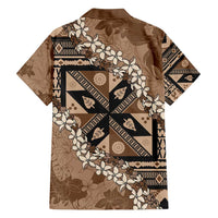 Bula Fiji Plumeria Tagimoucia Salusalu Mocha Family Matching Summer Maxi Dress and Hawaiian Shirt Kaiviti Masi LT7 - Polynesian Pride