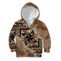 Bula Fiji Plumeria Tagimoucia Salusalu Mocha Kid Hoodie Kaiviti Masi LT7 Zip Hoodie Mocha - Polynesian Pride